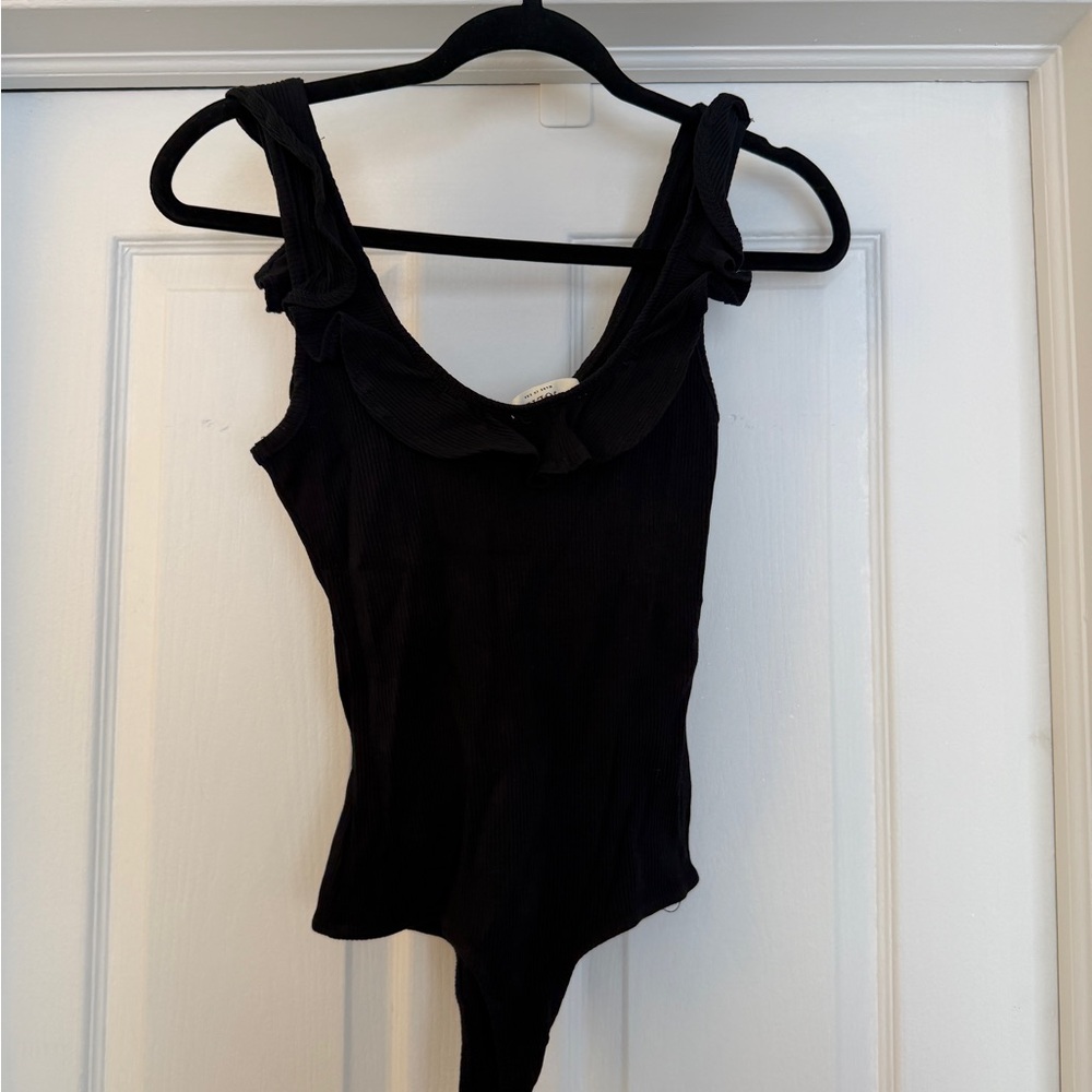 Jolie Black Ruffle Bodysuit